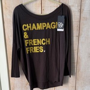 Chaser brand Champagne & Fries T-shirt large